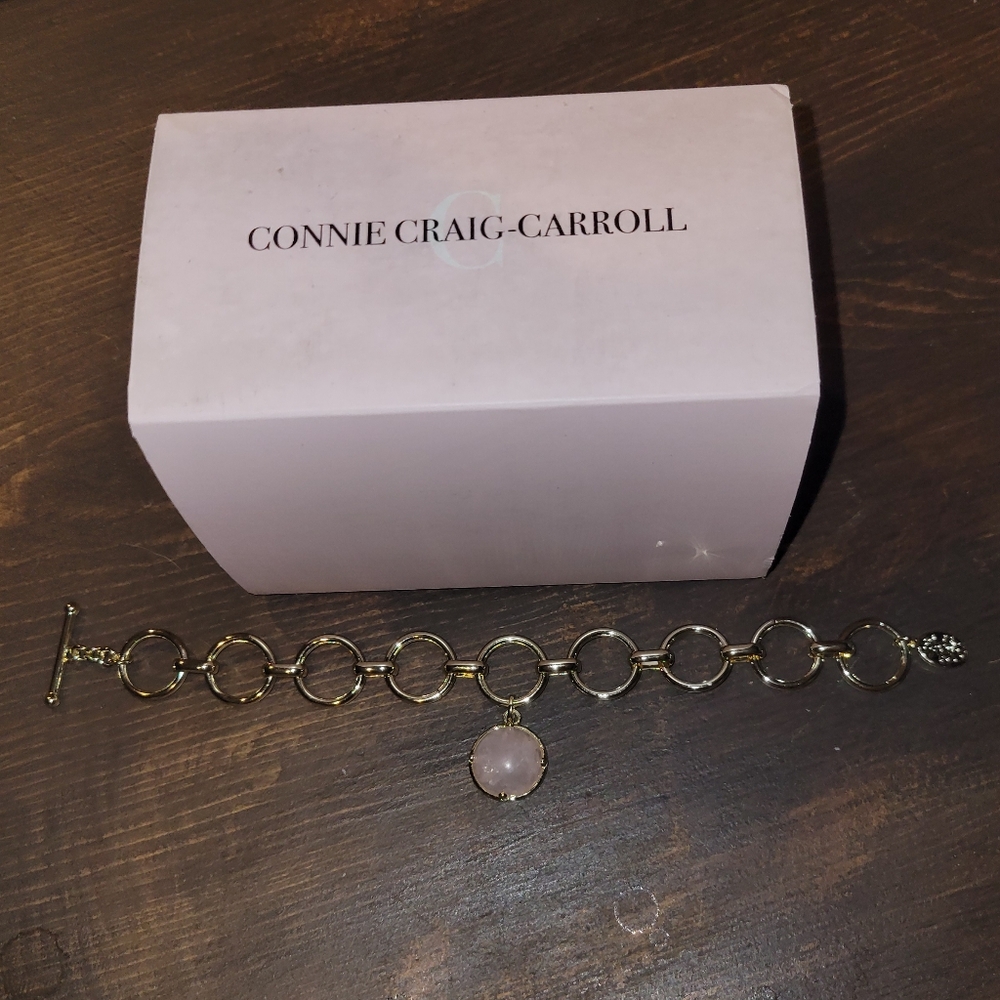 Connie Craig Carroll Rose Quartz Bracelet Gold Plated